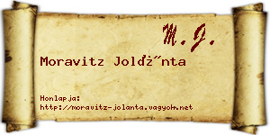 Moravitz Jolánta névjegykártya